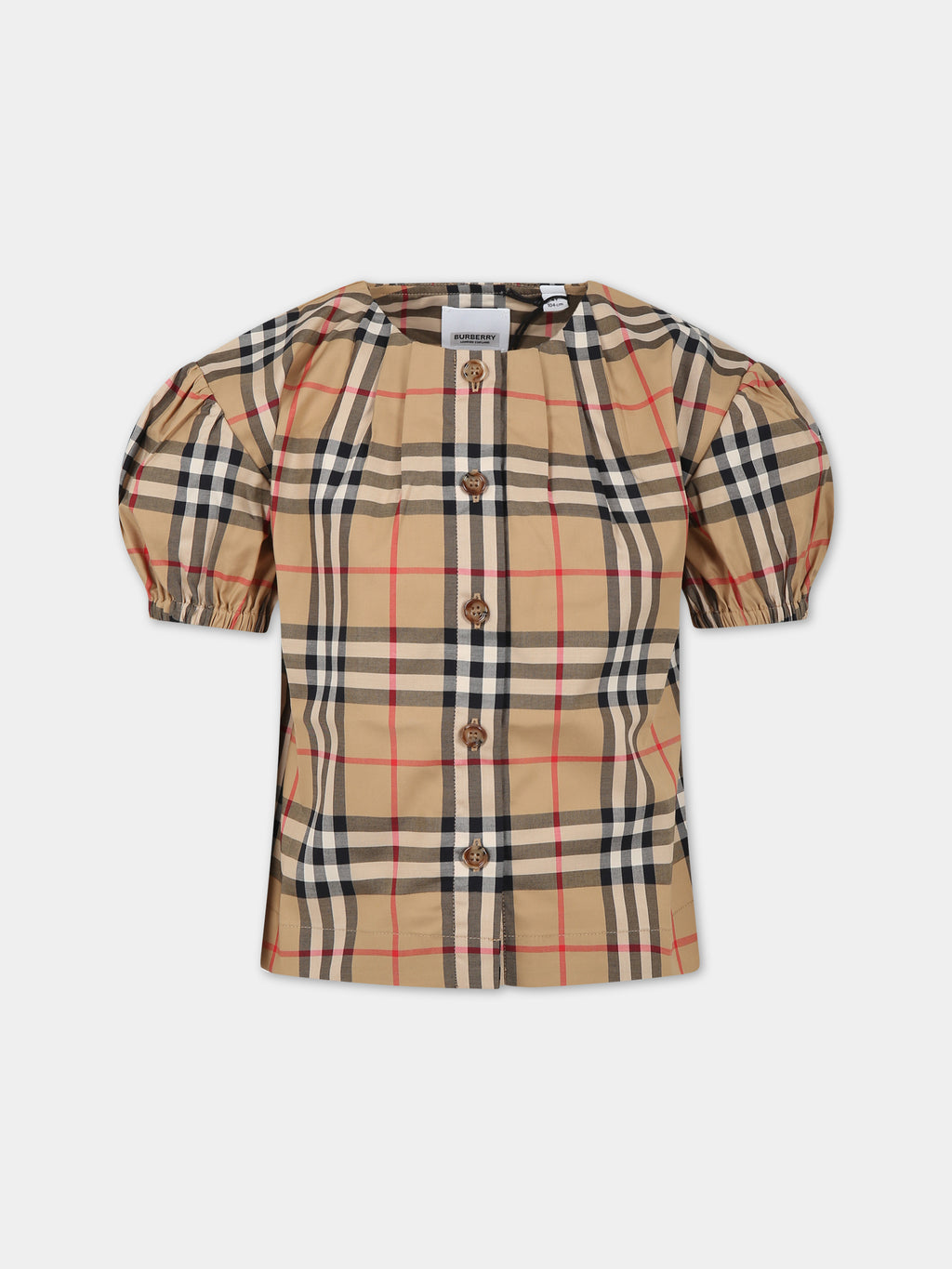 Beige shirt  for girl with iconic vintage check